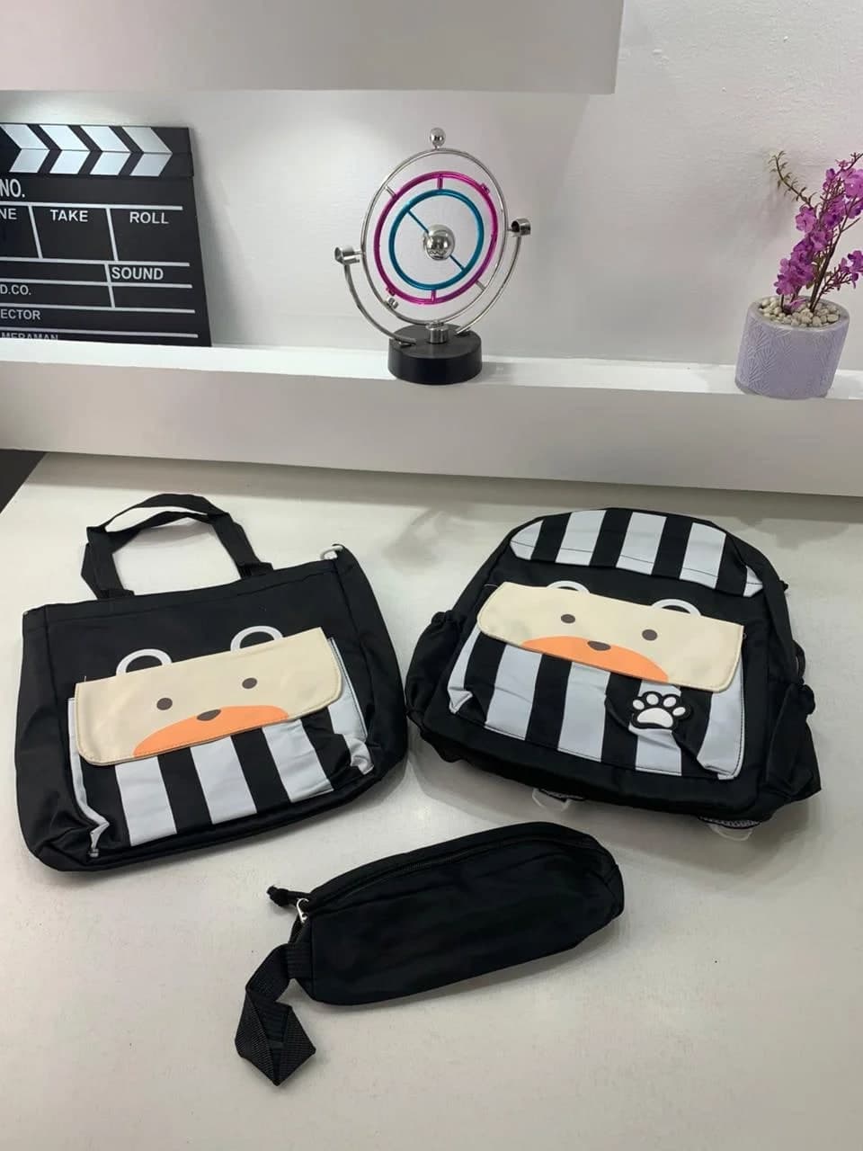 Ensemble de sacs d’école Kawai pour adolescents 3Pcs Ours Noir – محفظة 3 قطع كاواي أسود 4