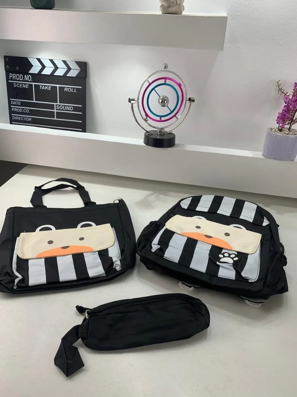 Ensemble de sacs d’école Kawai pour adolescents 3Pcs Ours Noir – محفظة 3 قطع كاواي أسود 6