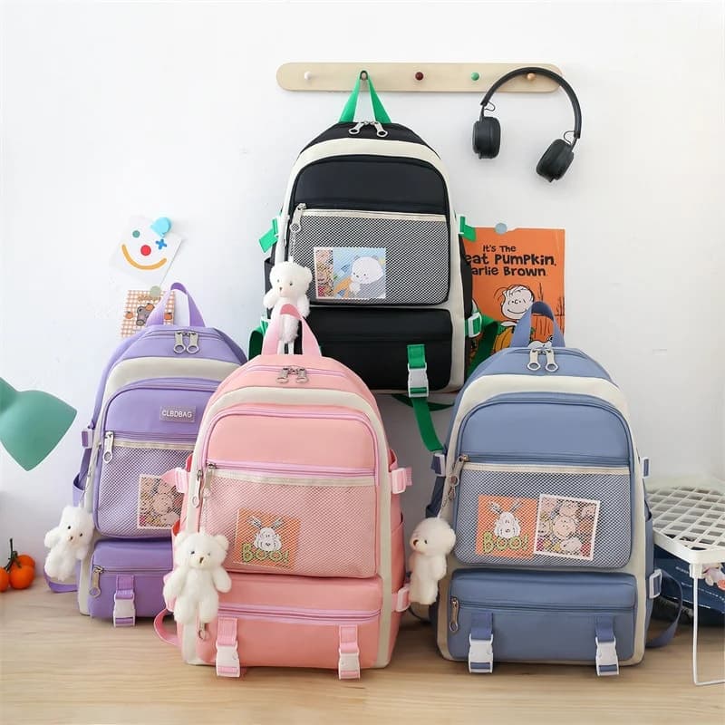 Ensemble de sacs d’école Kawai pour adolescents 4Pcs CLBD V3 Bleu – محفظة 4 قطع كاواي أزرق 4