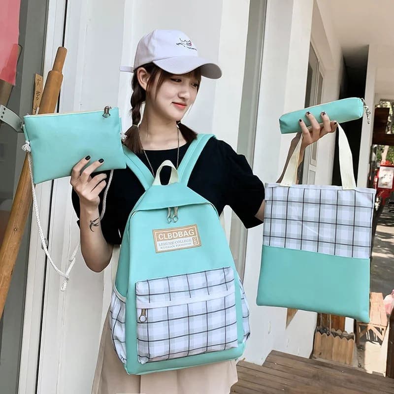 Ensemble de sacs d’école Kawai pour adolescents 4Pcs CLBD V4 Vert – محفظة 4 قطع كاواي أخضر 3