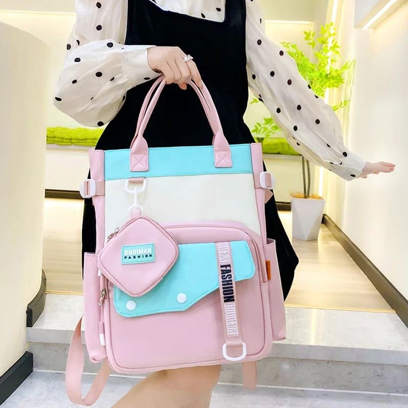 Ensemble de sacs d’école Kawai pour Enfants 2Pcs Avec Pochette Rose – محفظة 2 قطع كاواي مع محفظة صغيرة وردي 2