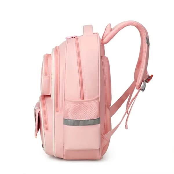 Sac à Dos Enfant Ludique avec Plusieurs Compartiment et un Peluche LM-5122 Rose – حقيبة ظهر للأطفال وردي 3