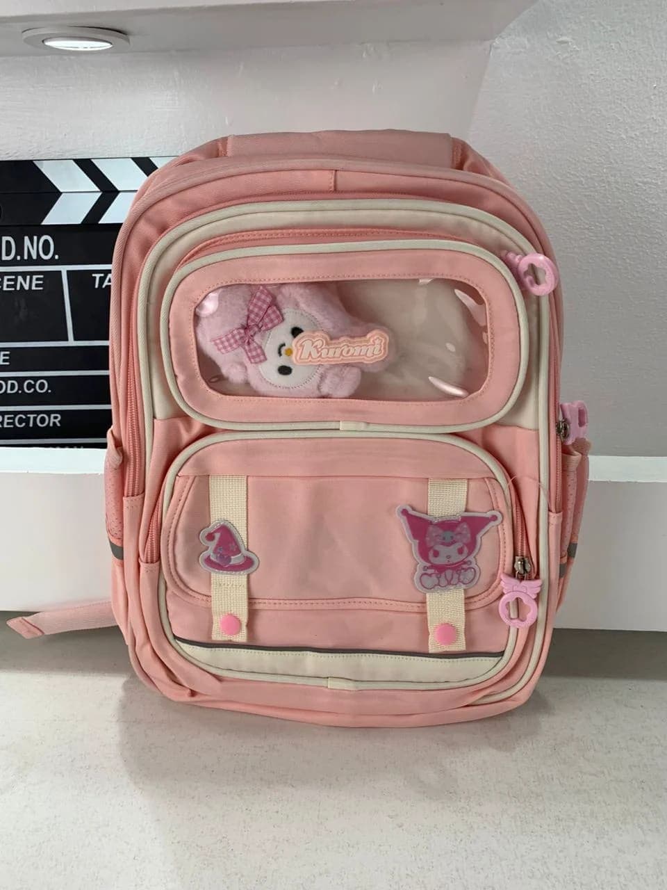 Sac à Dos Enfant Ludique avec Plusieurs Compartiment et un Peluche LM-5122 Rose – حقيبة ظهر للأطفال وردي 6