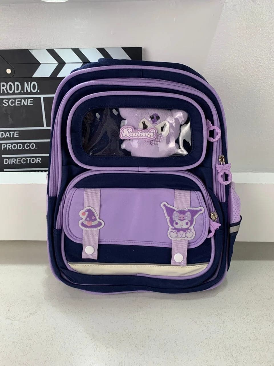 Sac à Dos Enfant Ludique avec Plusieurs Compartiment et un Peluche LM-5122 Bleu Nuit et Mauve – حقيبة ظهر للأطفال أزرق ليلي وبنفسجي 6