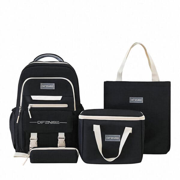 Ensemble de sac à dos kawaii 4Pcs avec porte manger isotherme noir – طقم محفظة مع حقيبة حفظ الطعام 2