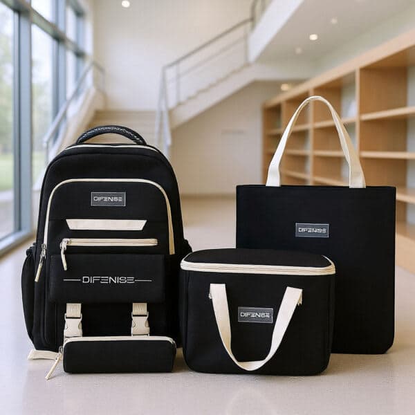 Ensemble de sac à dos kawaii 4Pcs avec porte manger isotherme noir – طقم محفظة مع حقيبة حفظ الطعام 3