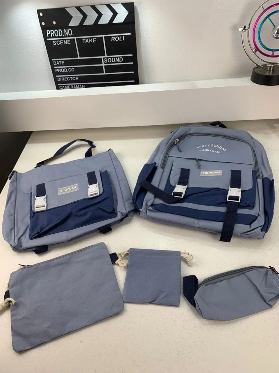 Ensemble de sacs d’école Kawai pour adolescents 5Pcs YISIYUAN Bleu – محفظة 5 قطع كاواي أزرق 3