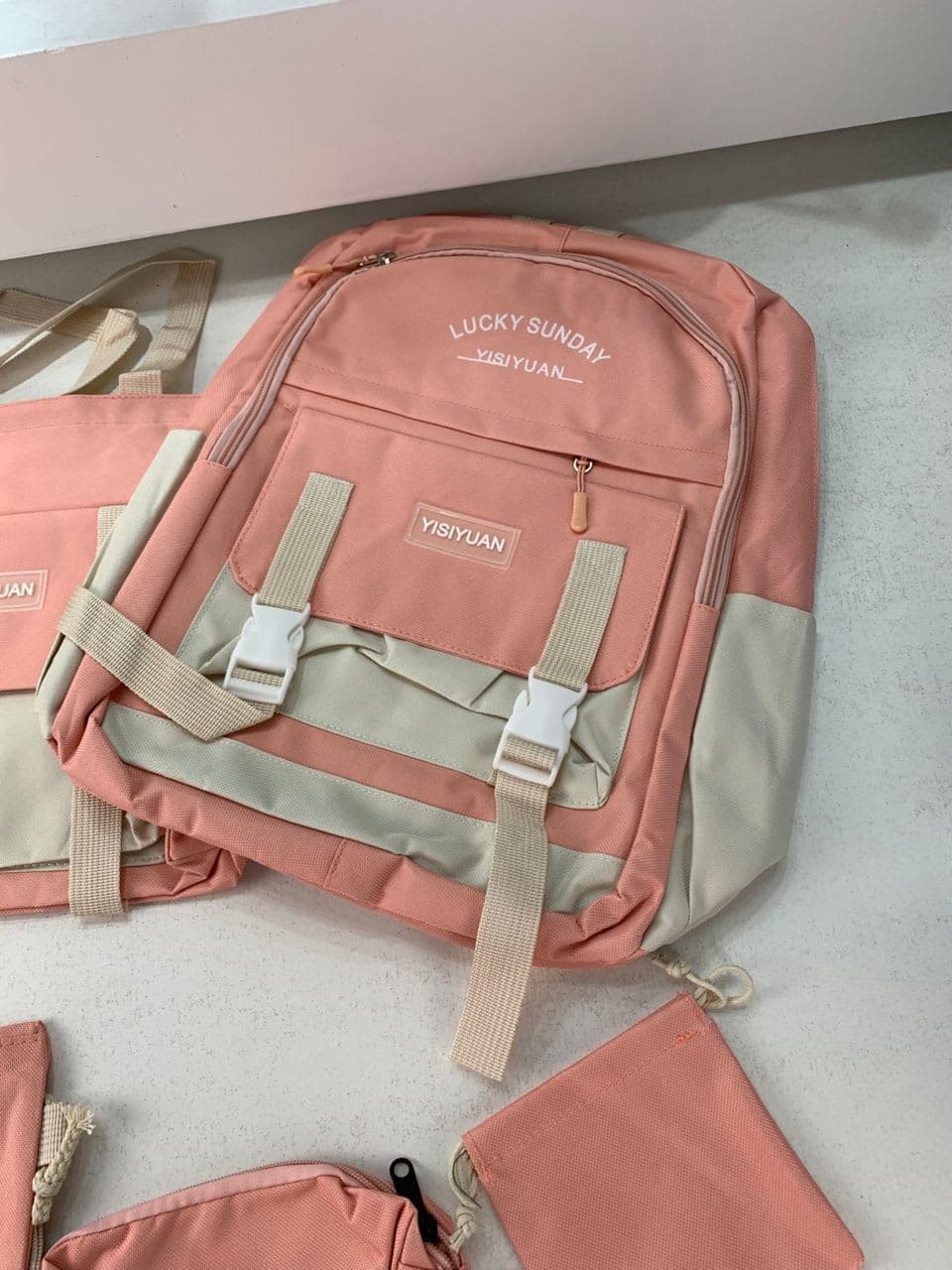 Ensemble de sacs d’école Kawai pour adolescents 5Pcs YISIYUAN Rose – محفظة 5 قطع كاواي وردي 5