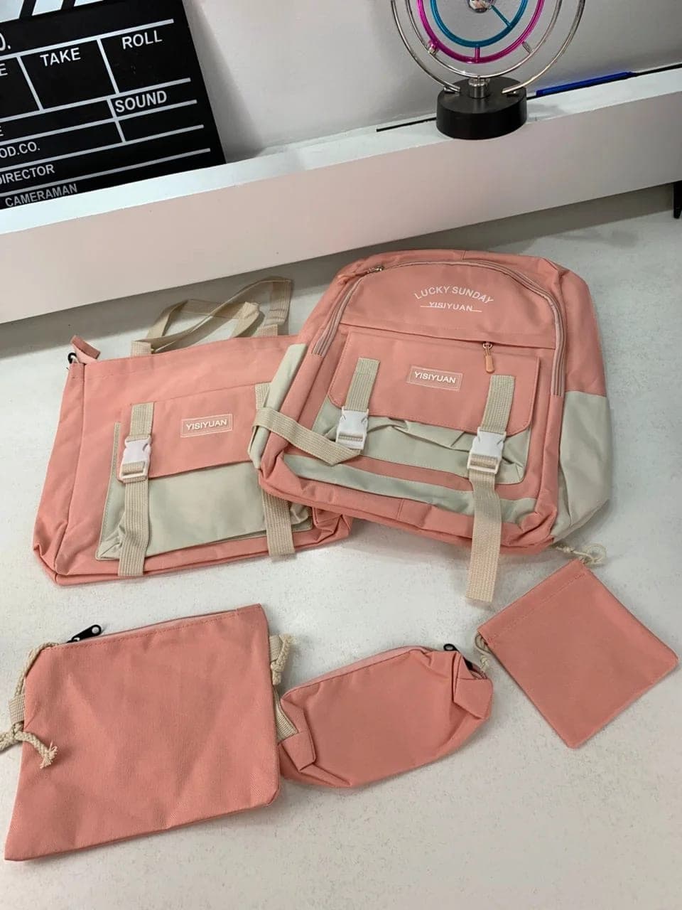 Ensemble de sacs d’école Kawai pour adolescents 5Pcs YISIYUAN Rose – محفظة 5 قطع كاواي وردي 3
