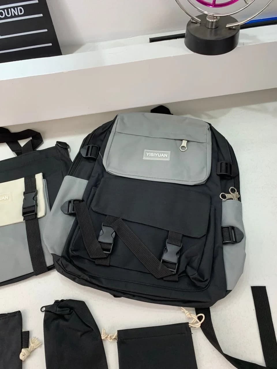 Ensemble de sacs d’école Kawai pour adolescents 5Pcs YISIYUAN Noir – محفظة 5 قطع كاواي أسود 5