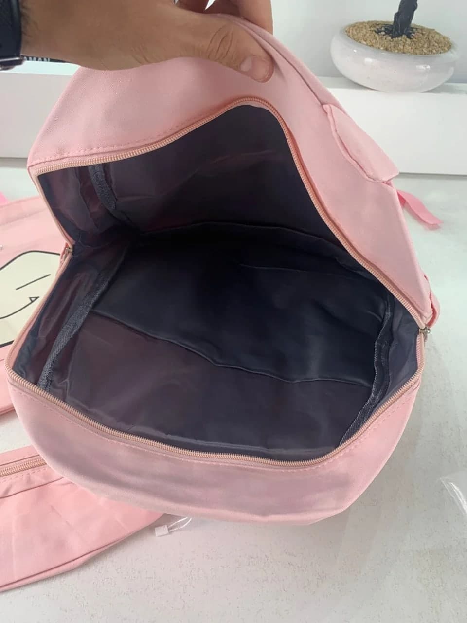 Ensemble de Sacs Snorlax 3Pcs Design Kawaii Rose- حقيبة مدرسية 3 قطع لون وردي 5