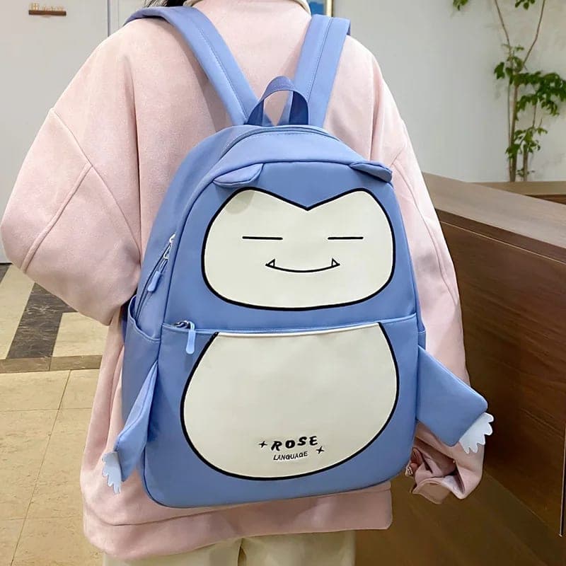 Ensemble de Sacs Snorlax 3Pcs Design Kawaii Bleu – حقيبة مدرسية 3 قطع لون أزرق 2