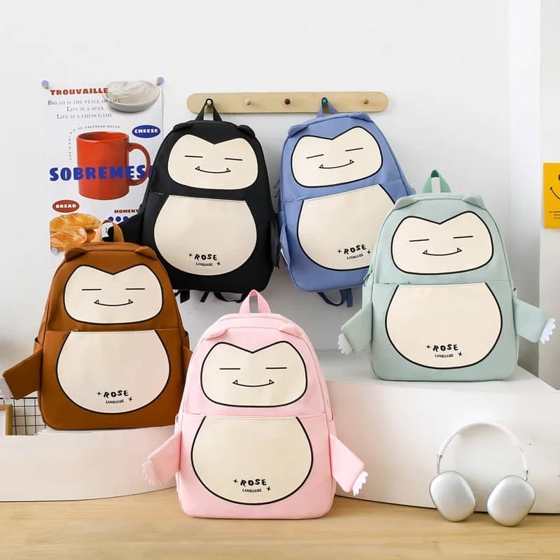 Ensemble de Sacs Snorlax 3Pcs Design Kawaii Bleu – حقيبة مدرسية 3 قطع لون أزرق 4
