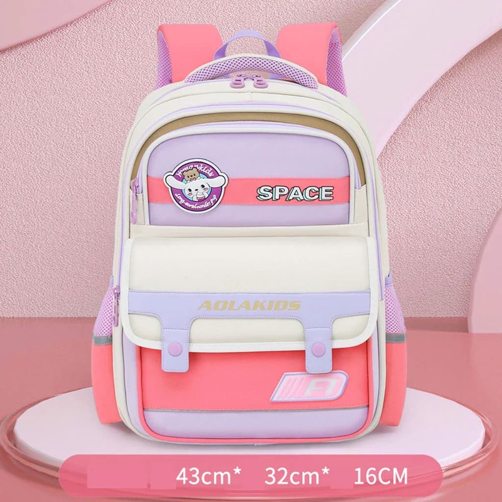 Sac à Dos Enfant Space Design Ludique Multi-Poches Rose – حقيبة مدرسية للأطفال لون وردي 2
