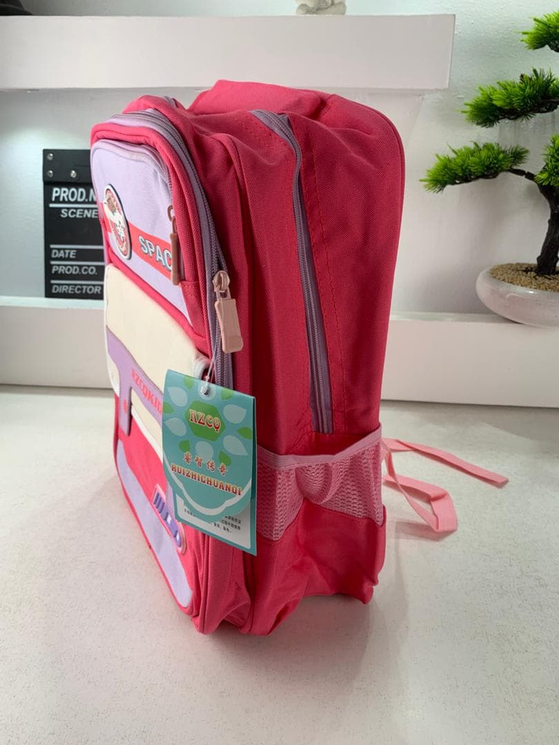 Sac à Dos Enfant Space Design Ludique Multi-Poches Rose – حقيبة مدرسية للأطفال لون وردي 4