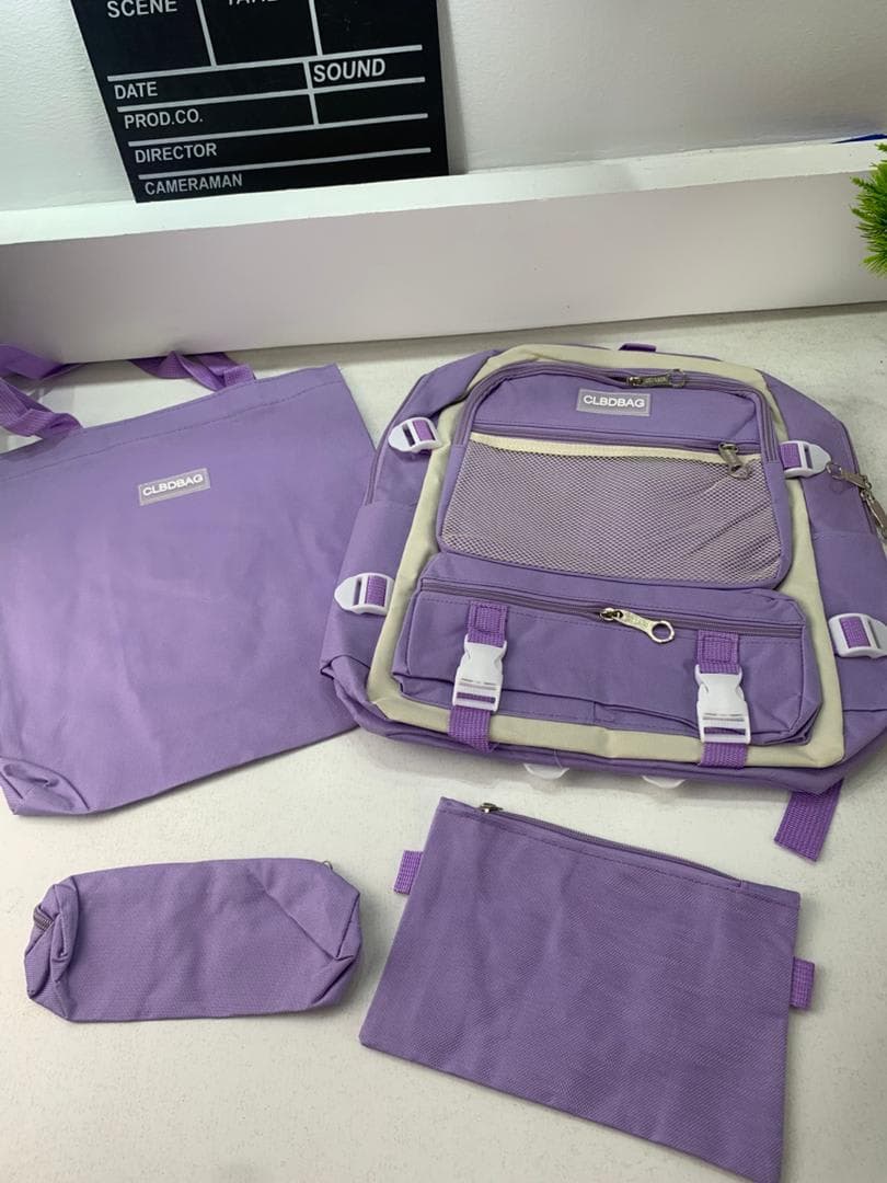 Ensemble de sacs d’école Kawai pour adolescents 4Pcs V3 CLBD Mauve – محفظة 4 قطع كاواي بنفسجي 4