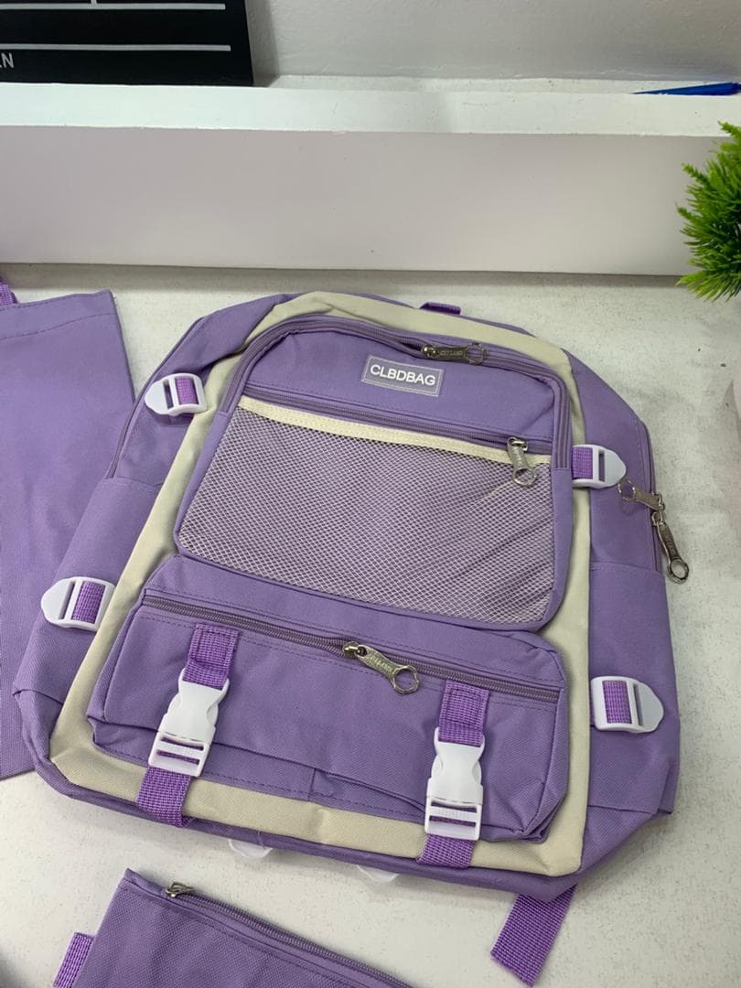 Ensemble de sacs d’école Kawai pour adolescents 4Pcs V3 CLBD Mauve – محفظة 4 قطع كاواي بنفسجي 6