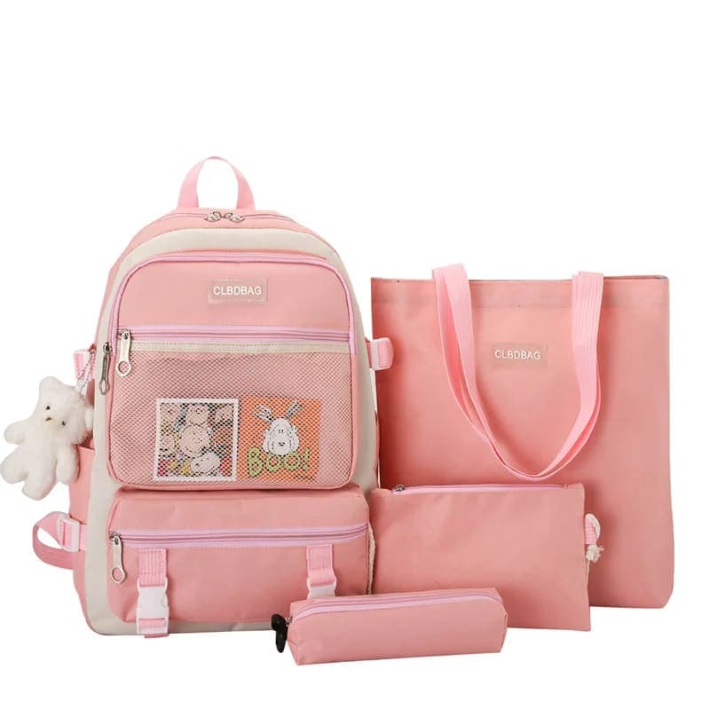 Ensemble de sacs d’école Kawai pour adolescents 4Pcs V3 CLBD Rose – محفظة 4 قطع كاواي وردي 2