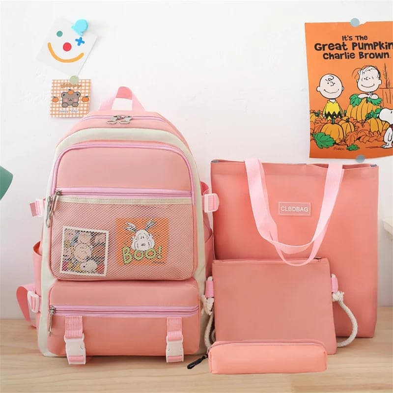 Ensemble de sacs d’école Kawai pour adolescents 4Pcs V3 CLBD Rose – محفظة 4 قطع كاواي وردي 3