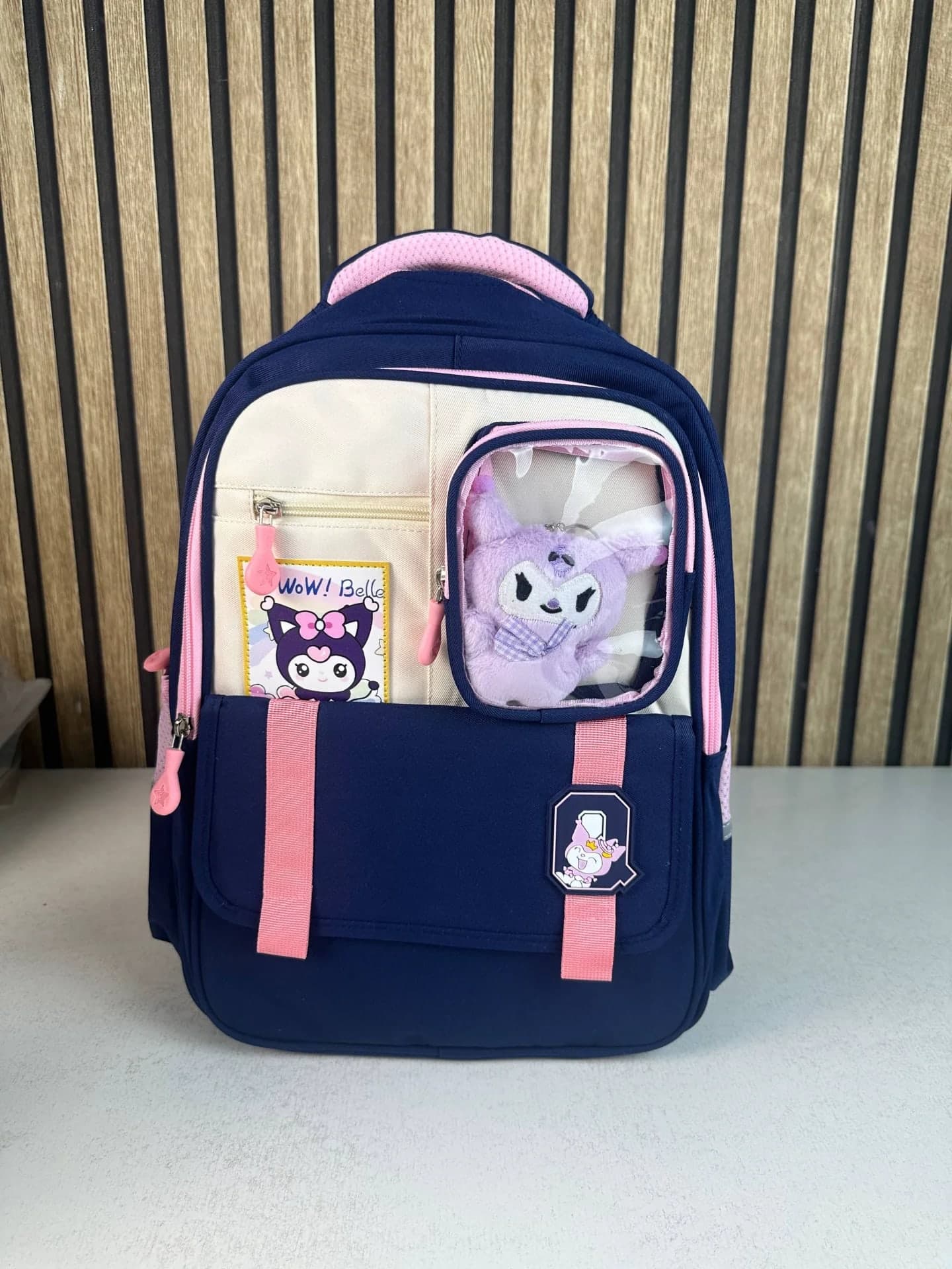 Sac à Dos Scolaire Style Kawaii Grand Volume avec Peluche Incluse Tissu Imperméable Bleu et Rose SACKDS04BLF - حقيبة مدرسية بتصميم كاوايي 2