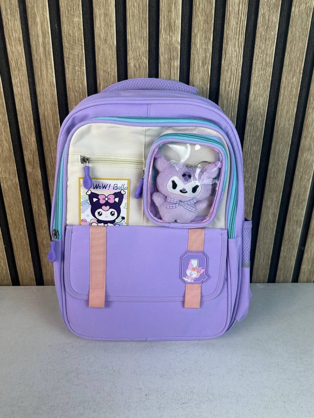 Sac à Dos Scolaire Style Kawaii Grand Volume avec Peluche Incluse Tissu Imperméable Bleu SACKDS04BLG - حقيبة مدرسية بتصميم كاوايي 2