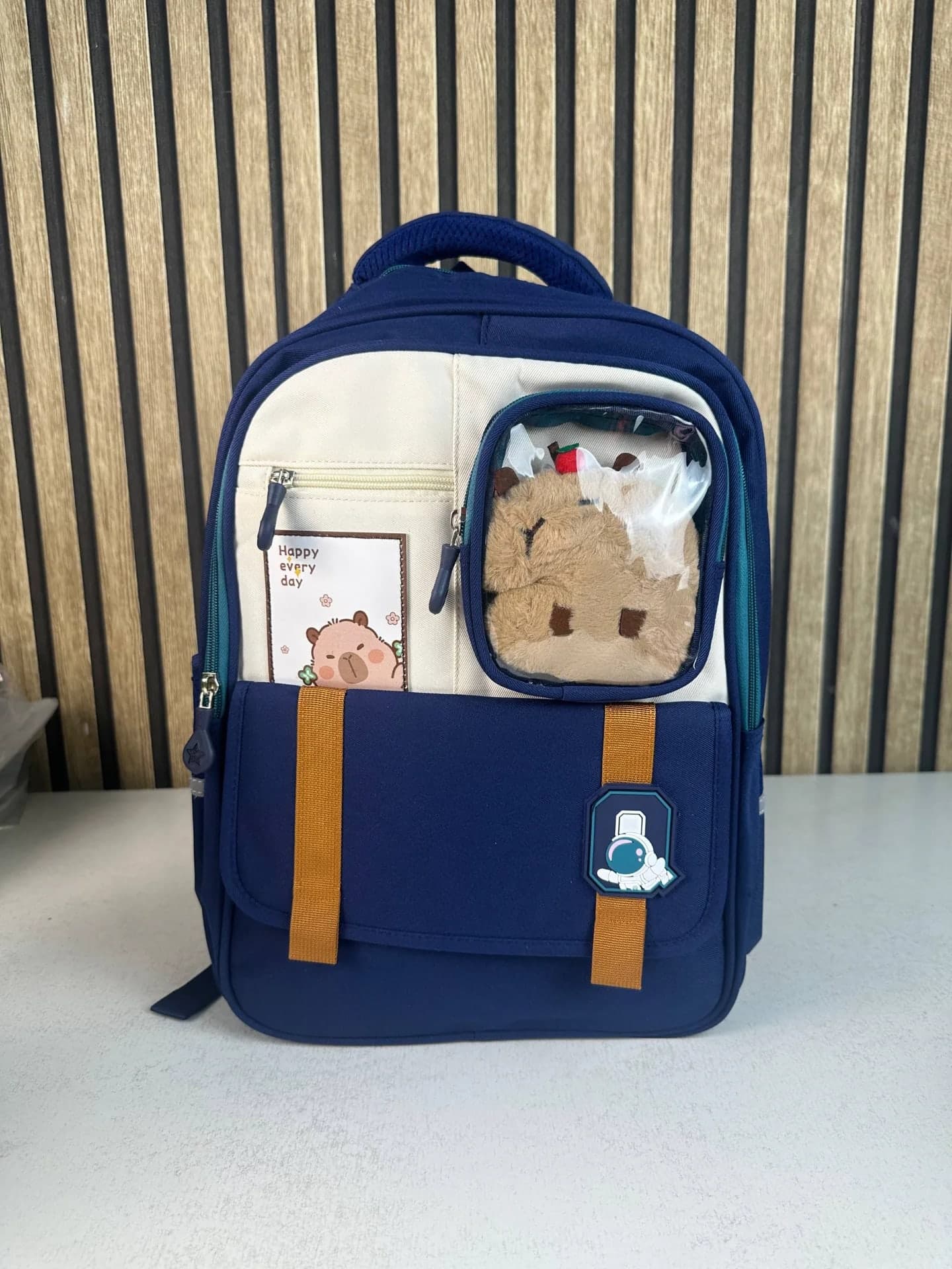 Sac à Dos Scolaire Style Kawaii Grand Volume avec Peluche Incluse Tissu Imperméable Bleu SACKDS04BLG - حقيبة مدرسية بتصميم كاوايي 2