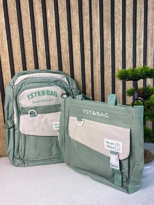 Sac à Dos Multifonctionnel Kawaii Grand Volume Imperméable et Résistant 5Pcs Vert SACKDS10VR - حقيبة ظهر بعدة قطع بتصميم كاوايي 3