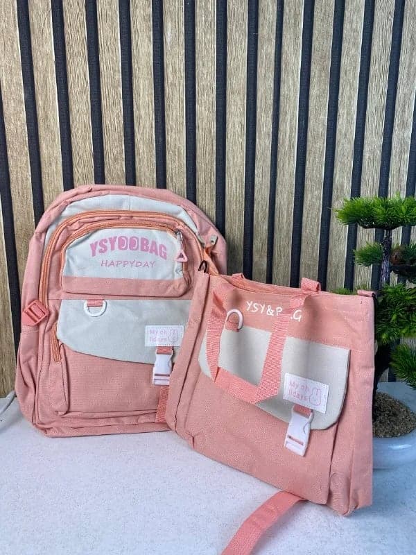 Sac à Dos Multifonctionnel Kawaii Grand Volume Imperméable et Résistant 5Pcs Rose SACKDS10RS - حقيبة ظهر بعدة قطع بتصميم كاوايي 4