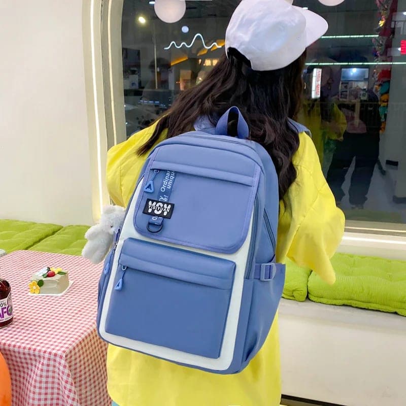Sac à Dos Multifonctionnel Kawaii Grand Volume Imperméable et Résistant 4Pcs Bleu SACKDS12BL - حقيبة ظهر بعدة قطع بتصميم كاوايي 3