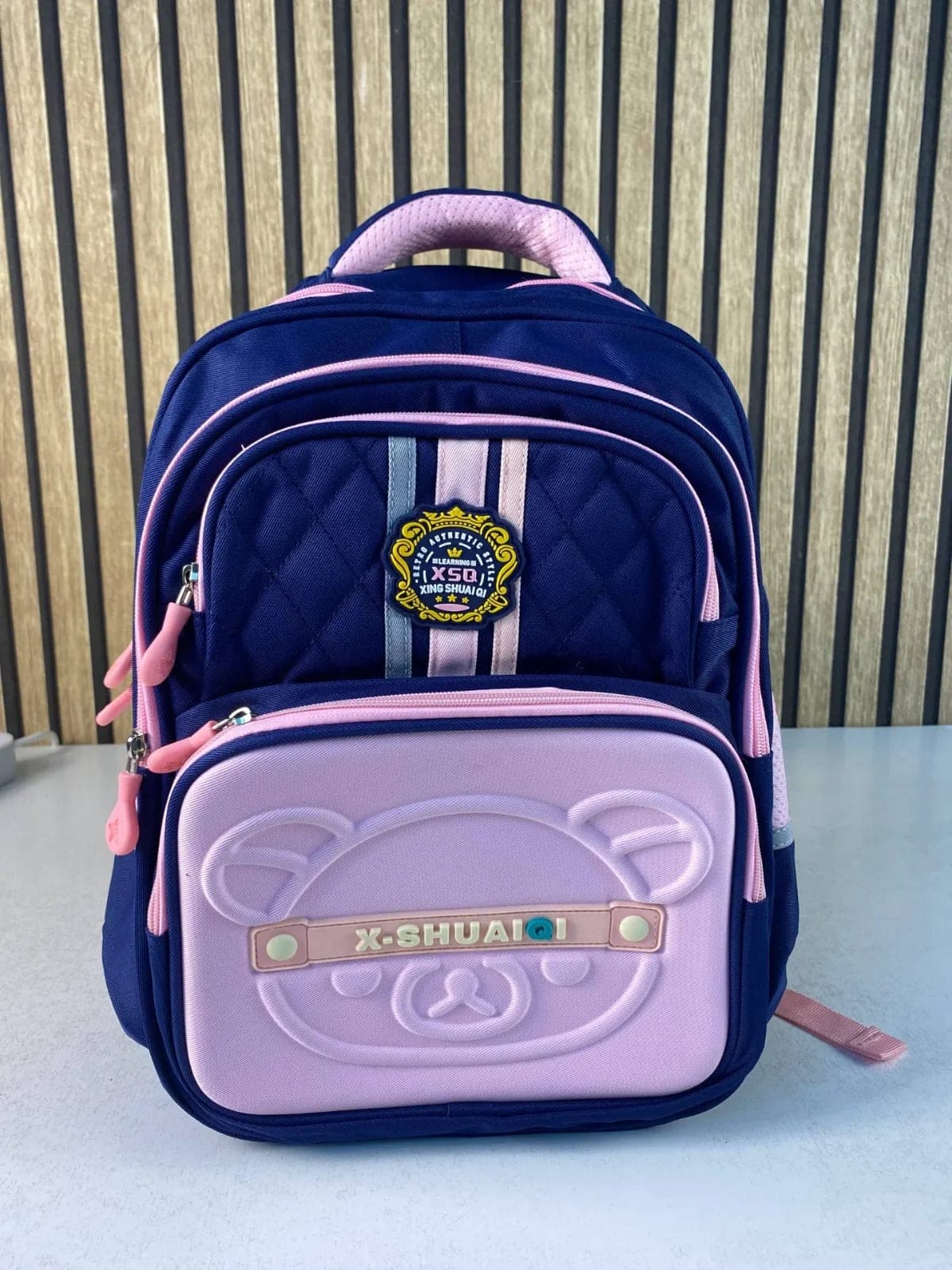 Sac à Dos Scolaire Style Kawaii Grand Volume Tissu Imperméable Bleu et Marron SACKDS18BRS - حقيبة مدرسية بتصميم كاوايي 3