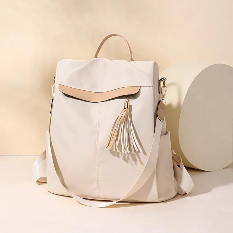 Sac à Dos Femme Élégant et Tendance Style Chic Couleur Beige SACKDS26BG - حقيبة ظهر نسائية عصرية بتصميم أنيق متعددة الاستخدامات 3