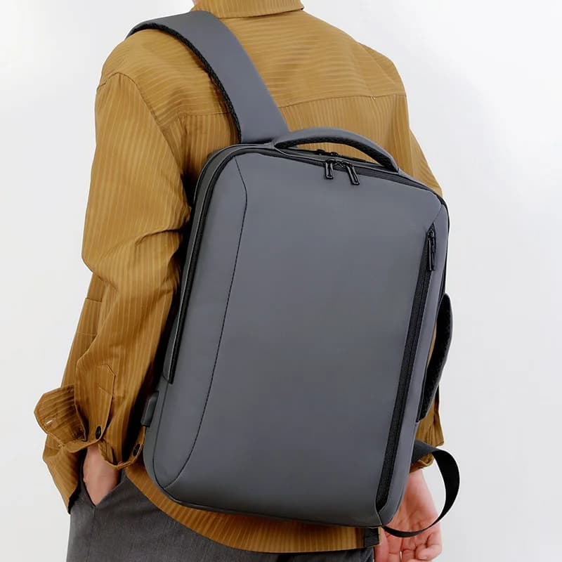 Sac à Dos Business Voyage pour Homme Convertible en Sac à Main Poche Extensible Gris SACHM01GR - حقيبة ظهر للرجال متعددة الاستخدامات للكمبيوتر المحمول 2