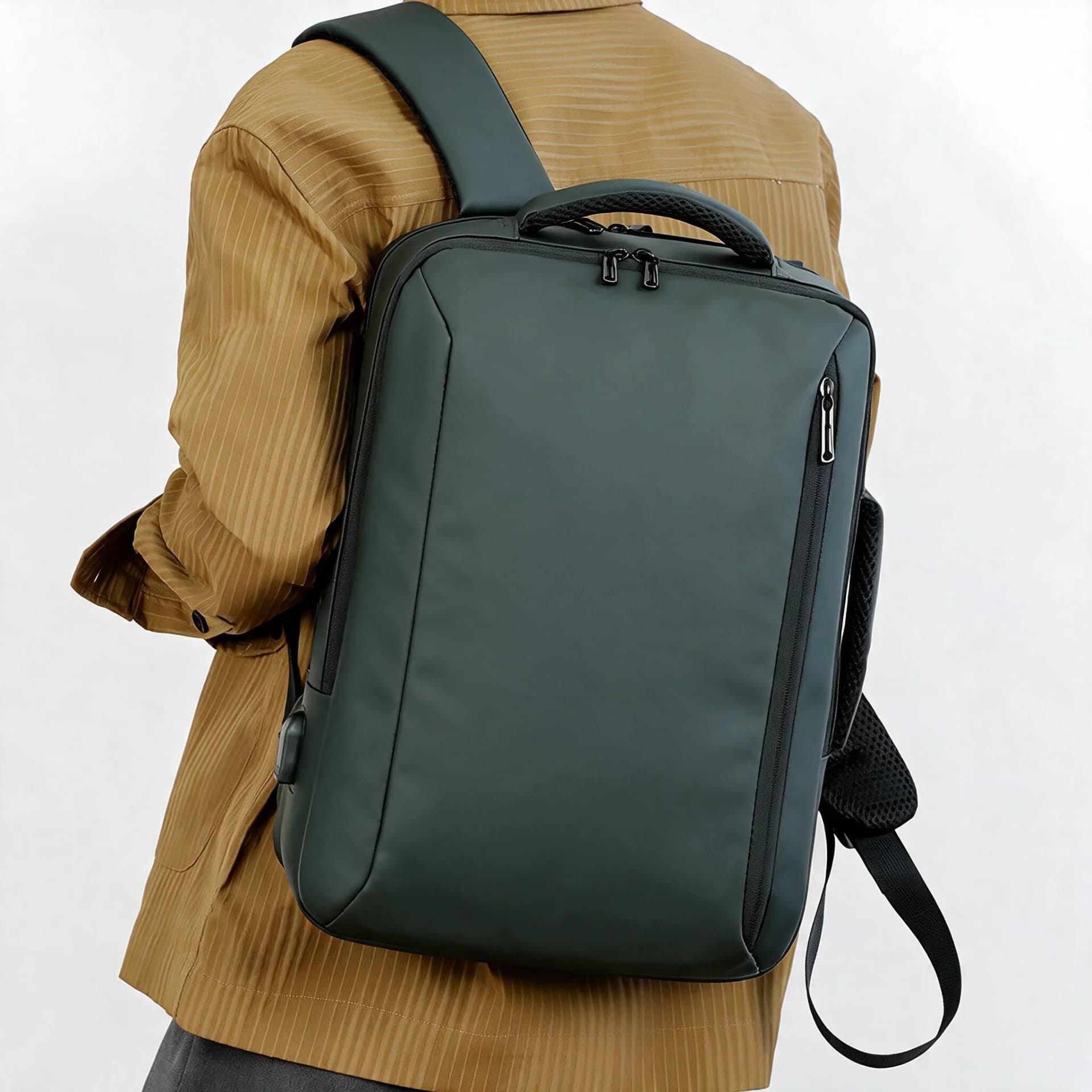 Sac à Dos Business Voyage pour Homme Convertible en Sac à Main Poche Extensible Vert SACHM01V - حقيبة ظهر للرجال متعددة الاستخدامات للكمبيوتر المحمول 3