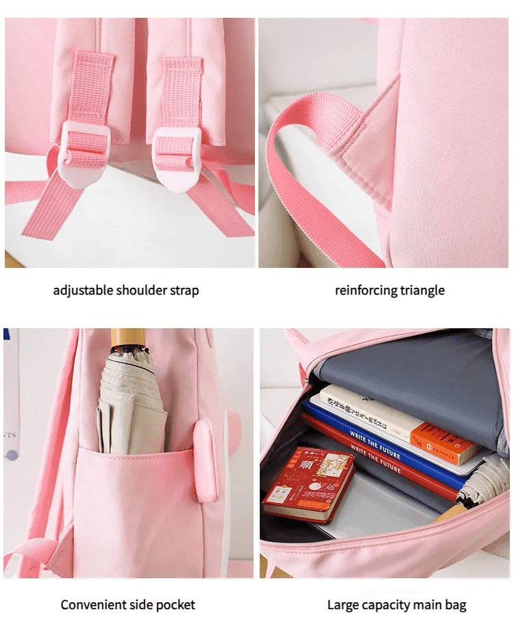 Sac à Dos Scolaires Enfant 3 en 1 Motif Grenouille Rose Language Style Dos Kawaii Rose SACKDS32RS - طقم حقائب مدرسية للأطفال 3 في 1 بتصميم الضفدع اللطيف 3