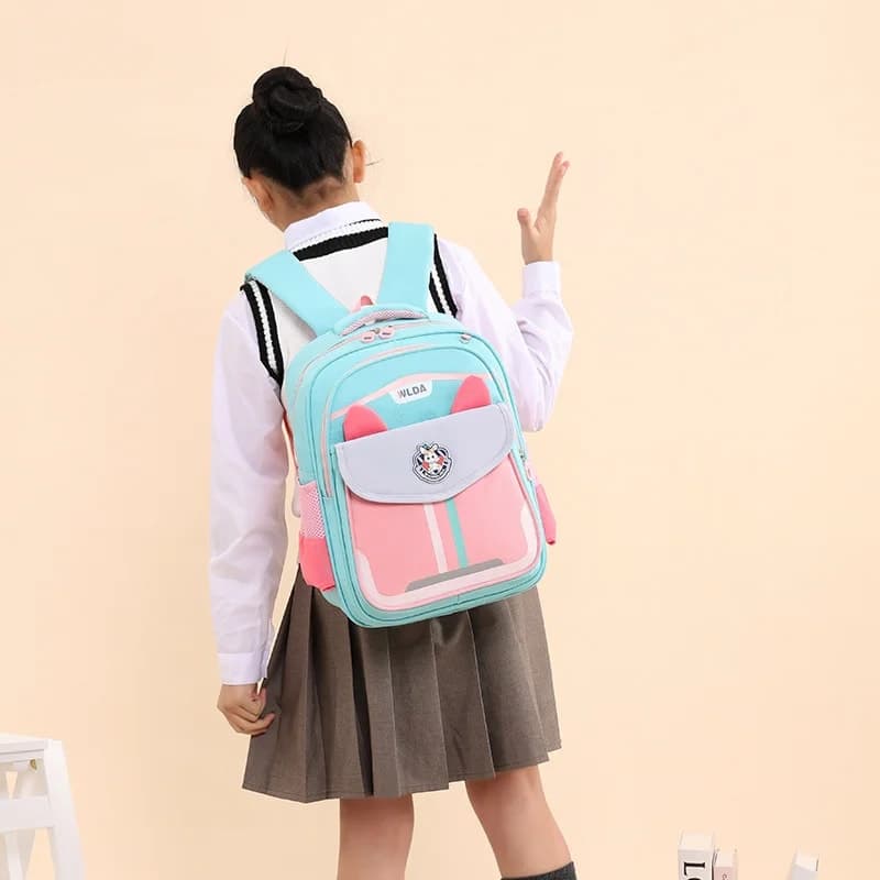 Sac à Dos Scolaire Enfant Design Oreilles Ergonomique Tissu Imperméable pour Primaire Bleu et Rose SACKDS30BRS - حقيبة ظهر مدرسية للأطفال 2