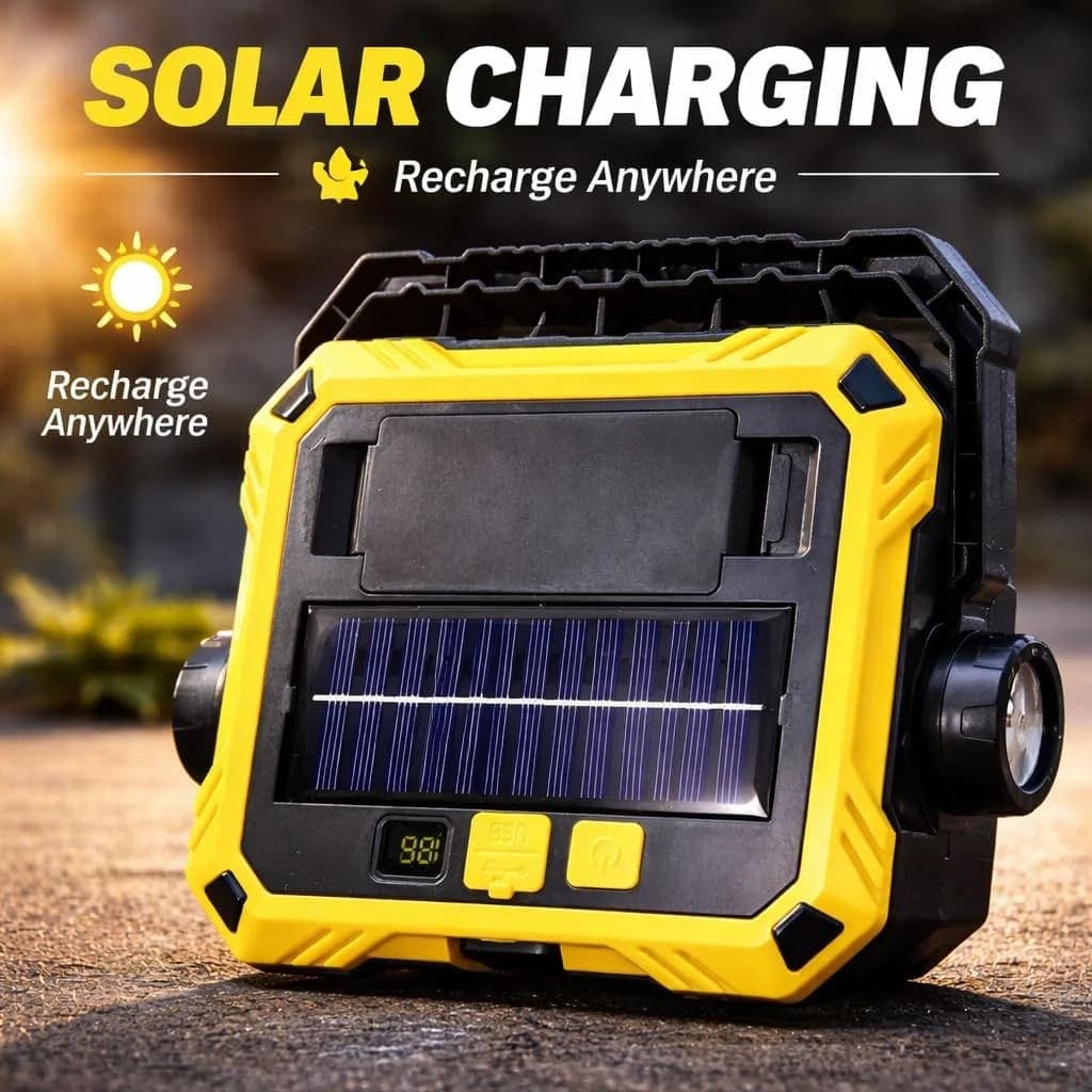 Lanterne de Camping LED Solaire et Rechargeable USB 40 LED + 2 COB - مصباح وكيشاف تخييم يدوي يعمل بالطاقة الشمسية بـ 4 وضعيات إضاءة 2