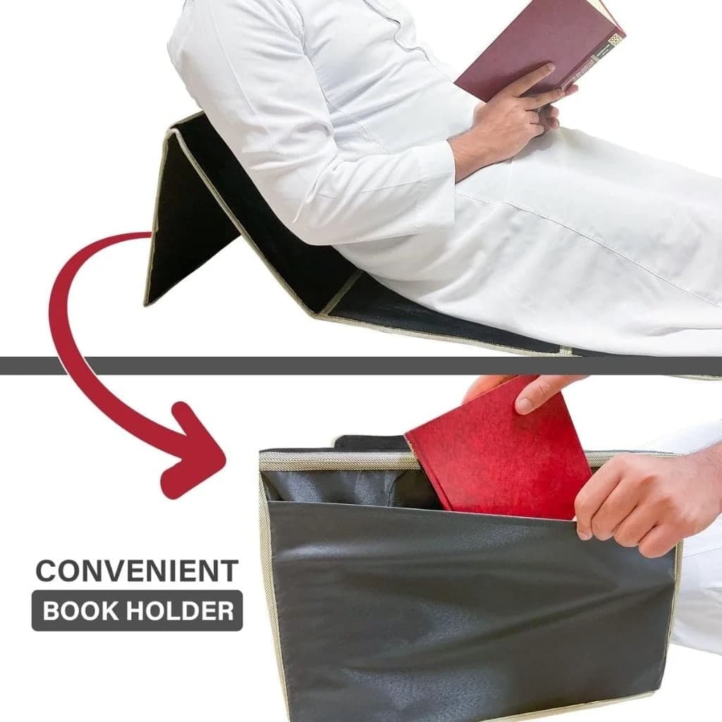 Tapis de Prière Sultan Pliable avec Dossier et Poche Arrière V2 – سجادة صلاة سلطان قابلة للطي مع مسند ظهر