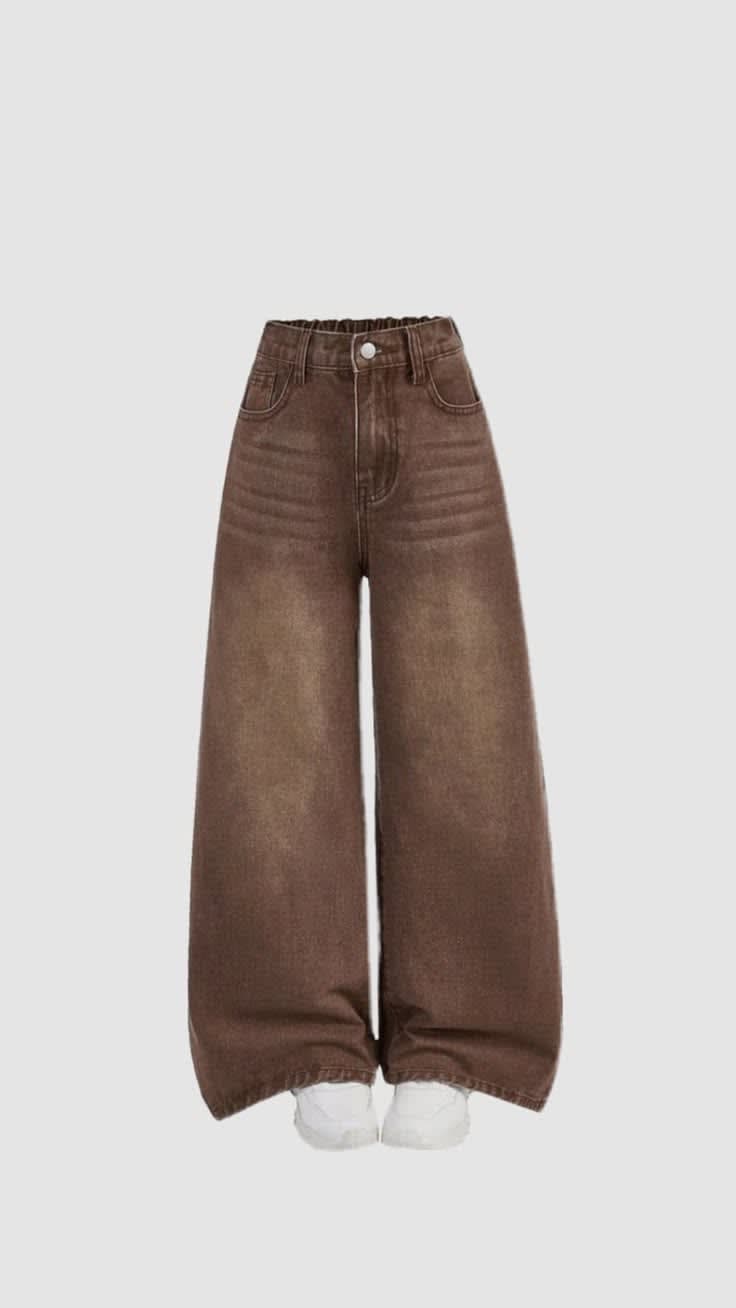 Brown Baggy Wide Leg Jeans 2