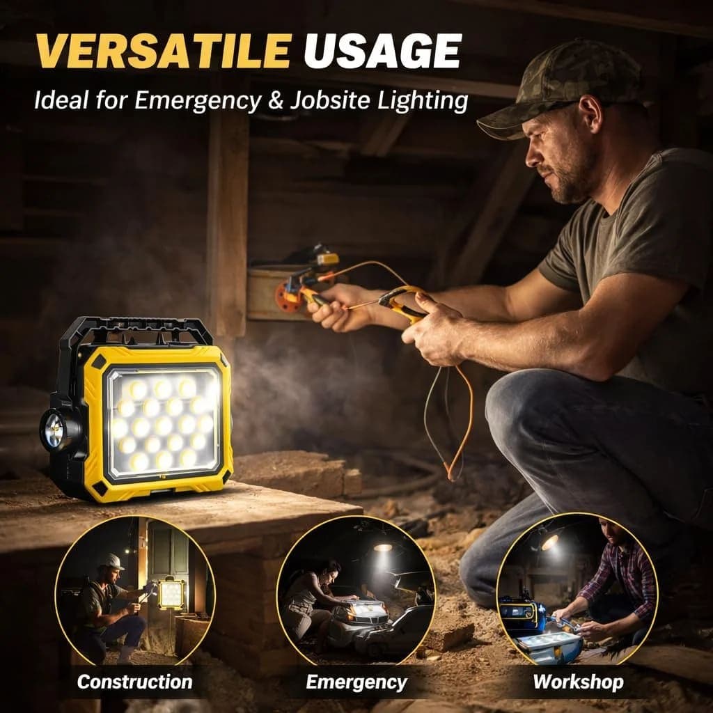 Lanterne de Camping LED Solaire et Rechargeable USB 40 LED + 2 COB - مصباح وكيشاف تخييم يدوي يعمل بالطاقة الشمسية بـ 4 وضعيات إضاءة 5