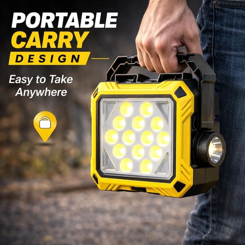 Lanterne de Camping LED Solaire et Rechargeable USB 40 LED + 2 COB - مصباح وكيشاف تخييم يدوي يعمل بالطاقة الشمسية بـ 4 وضعيات إضاءة 4