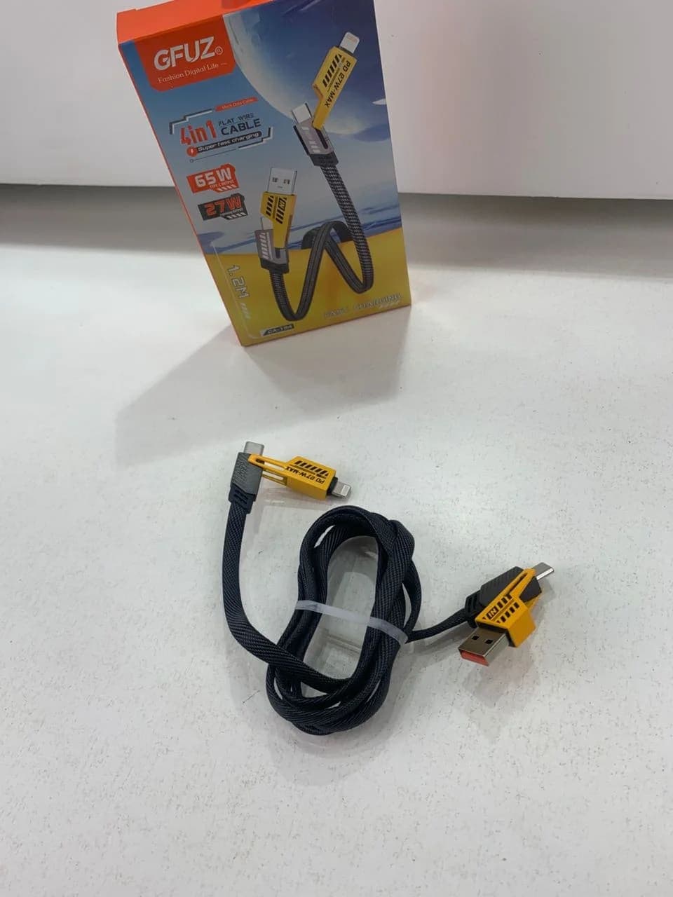 Câble de charge multifonction en nylon tressé durable 4 en 1 à double tête – شاحن سريع ومتين متعدد المنافذ 2