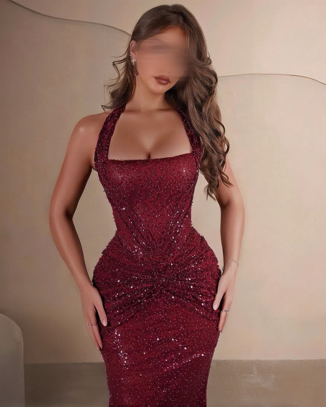 فستان السهرة الملكي العنابي  3