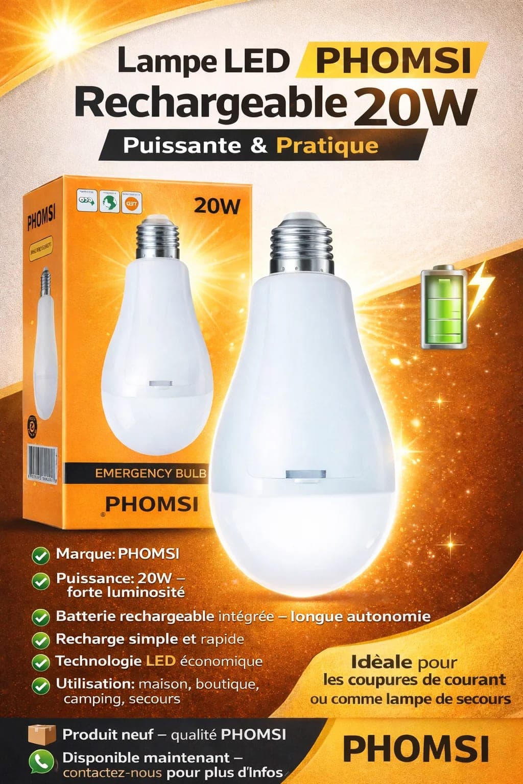 Lampe Led Rechargeable 20w
