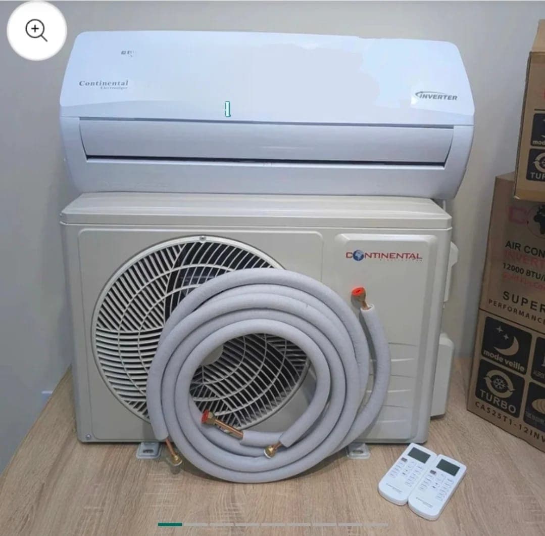 Climatiseur 12000btu inverter continental ✅️Smart Clim " WIFI " ✅️garantie 5ans compresseur et 3ans split ✅avec 2 télécommandes ✅Turbo ✅ Flux d'air 4D ✅Mode veille ✅ Fonction anti air froid ✅ Inverter