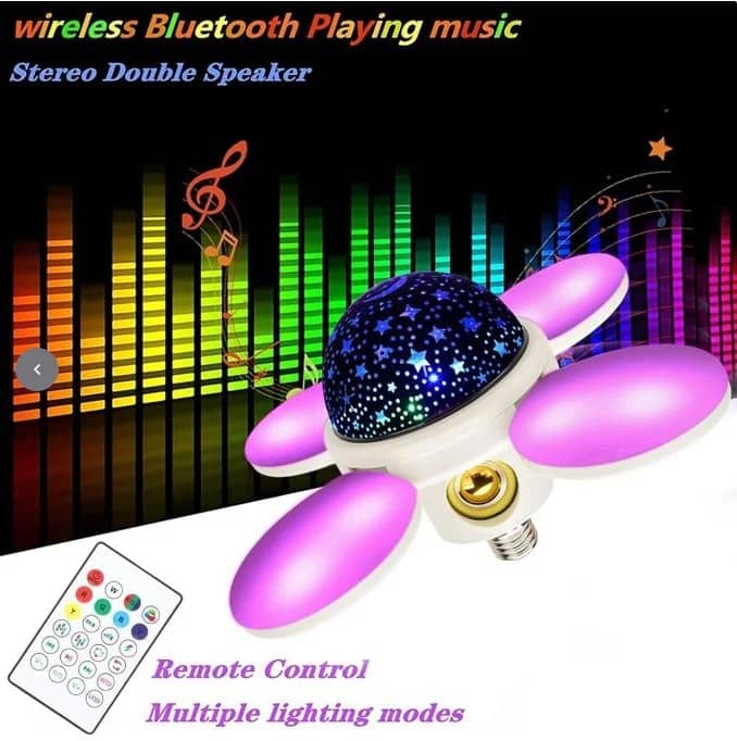 مصباح البلوتوث السحري / Ampoule LED Bluetooth Musicale (على شكل مروحة أو وردة)