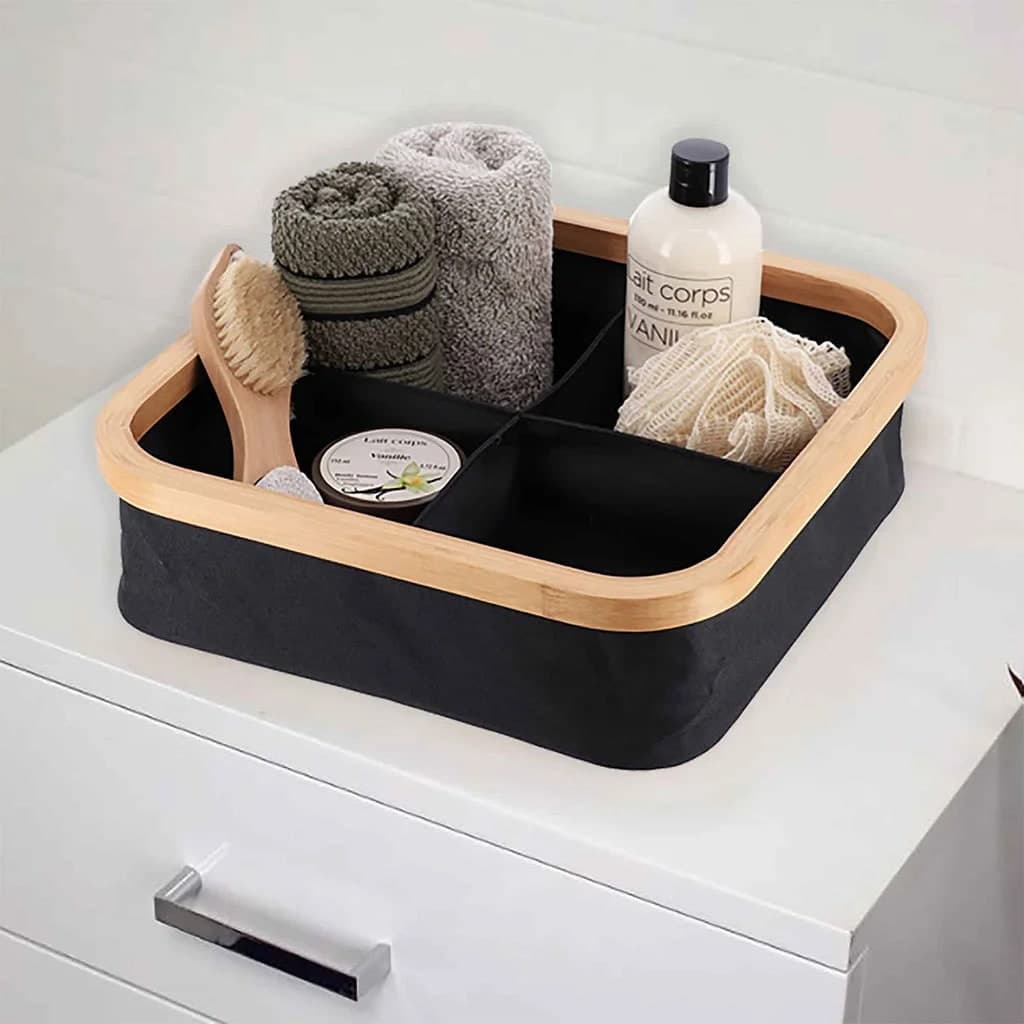 Panier de rangement pour salle de bain en feutre tissé 4 compartiments