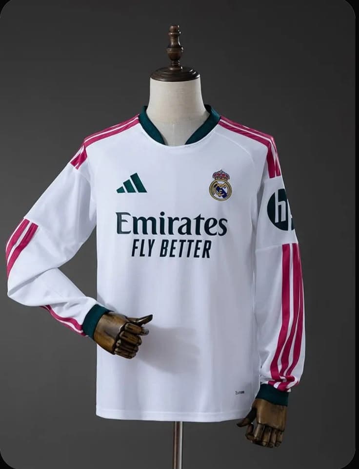 قميص ريال مدريد الاول الابيض اكمام طويله