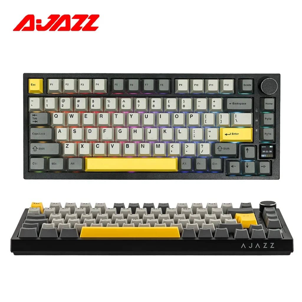 Clavier Mécanique Ajazz AK820 Pro Black avec Écran TFT et Structure Gasket - لوحة مفاتيح ميكانيكية