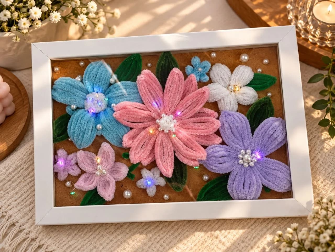 pipe cleaner flower frame