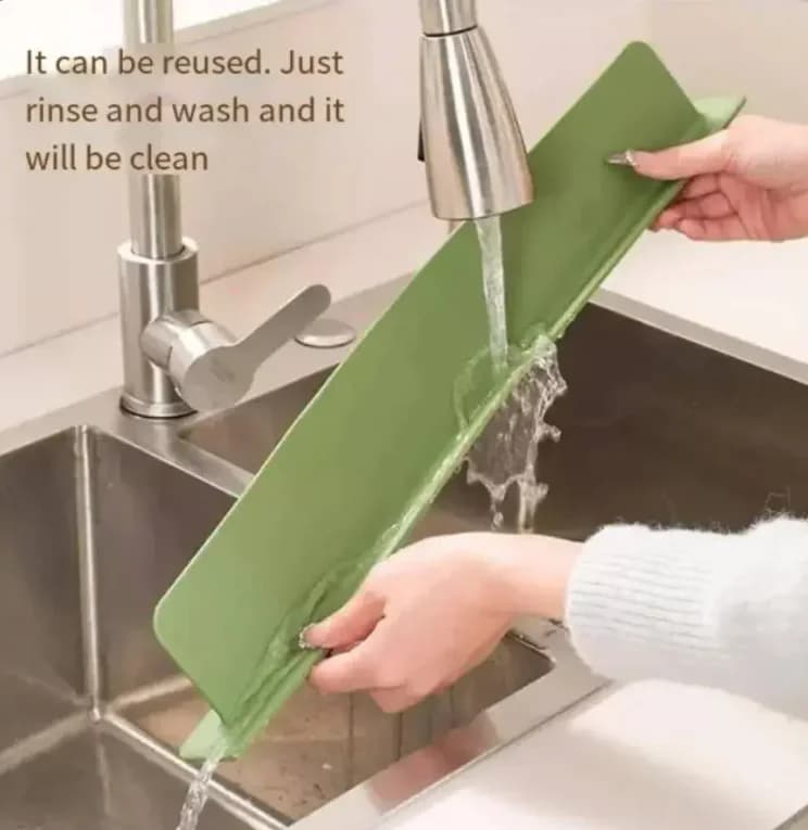 Green Silicone Sink Splash Guard for Kitchen & Bathroom